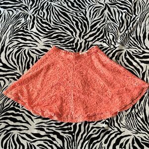 FOREVER 21 pink lace skirt a line mini skirt lined size large